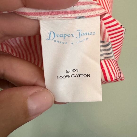 Draper James Top S Summer Umbrella Cotton Stripes Beach Ruffle Cold Shoulder Red - Picture 7 of 7